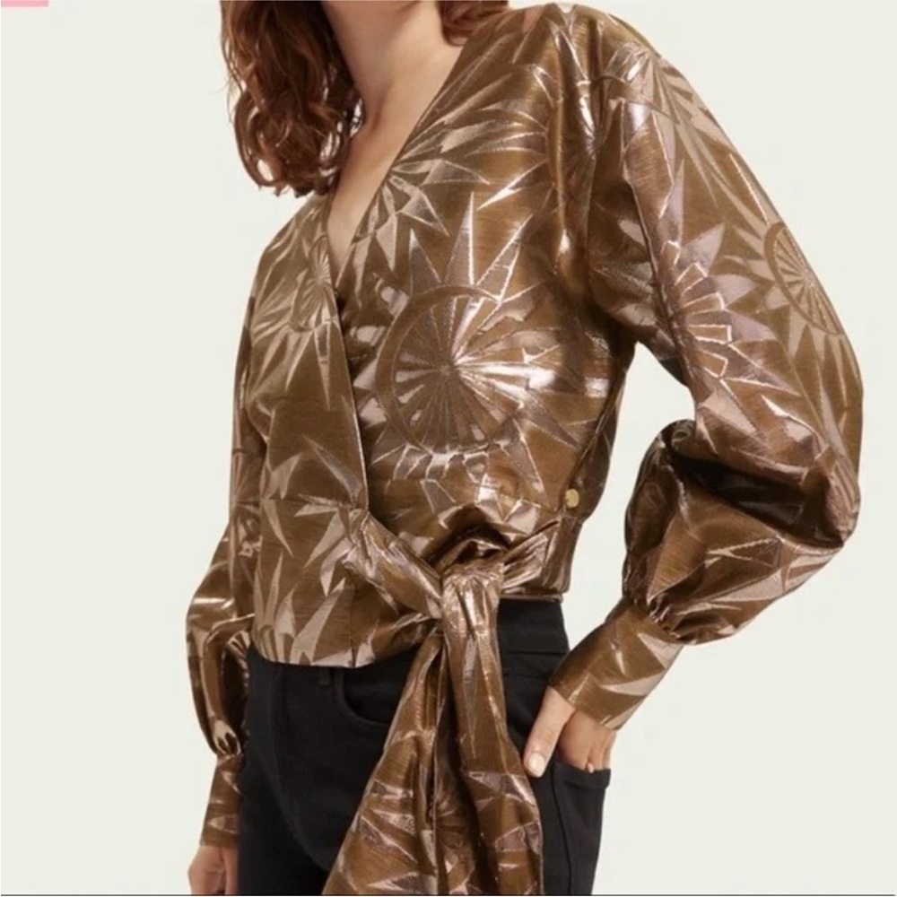 Anthropologie Scotch & Soda Gold Cocktail Hour Evening Jacket Blazer Large